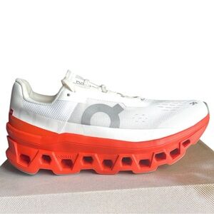 NWT On Running Cloudmonster White and Orange Athletic Shoes 8